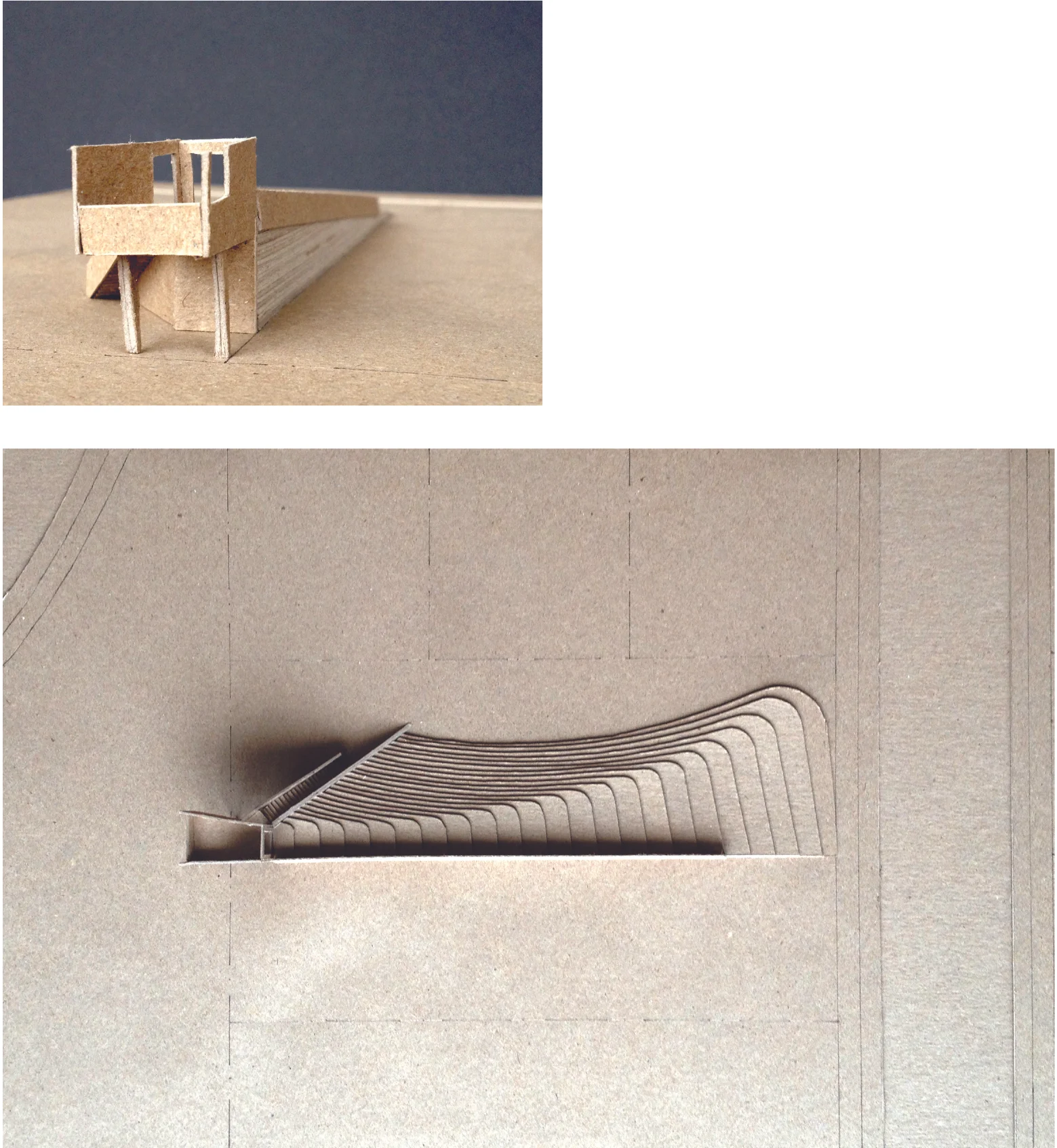  The singular program element for each study is to elevate the body. The respective studies explore interactions with the landscape, the element of water, shelter, materiality. 