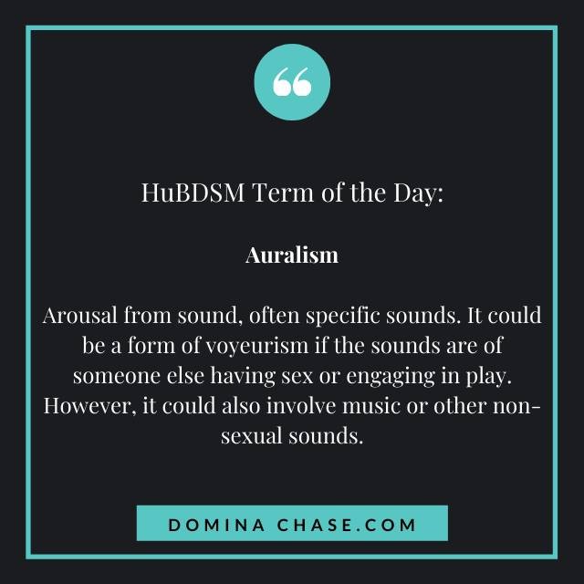 Word of the Day: Auralism

Check out more terms in our glossary http://bit.ly/bdsmglossary

For more info on this term or to suggest changes to our glossary, join our discussions in the Facebook group Humanistic BDSM: Inclusive AF Kink http://bit.ly/