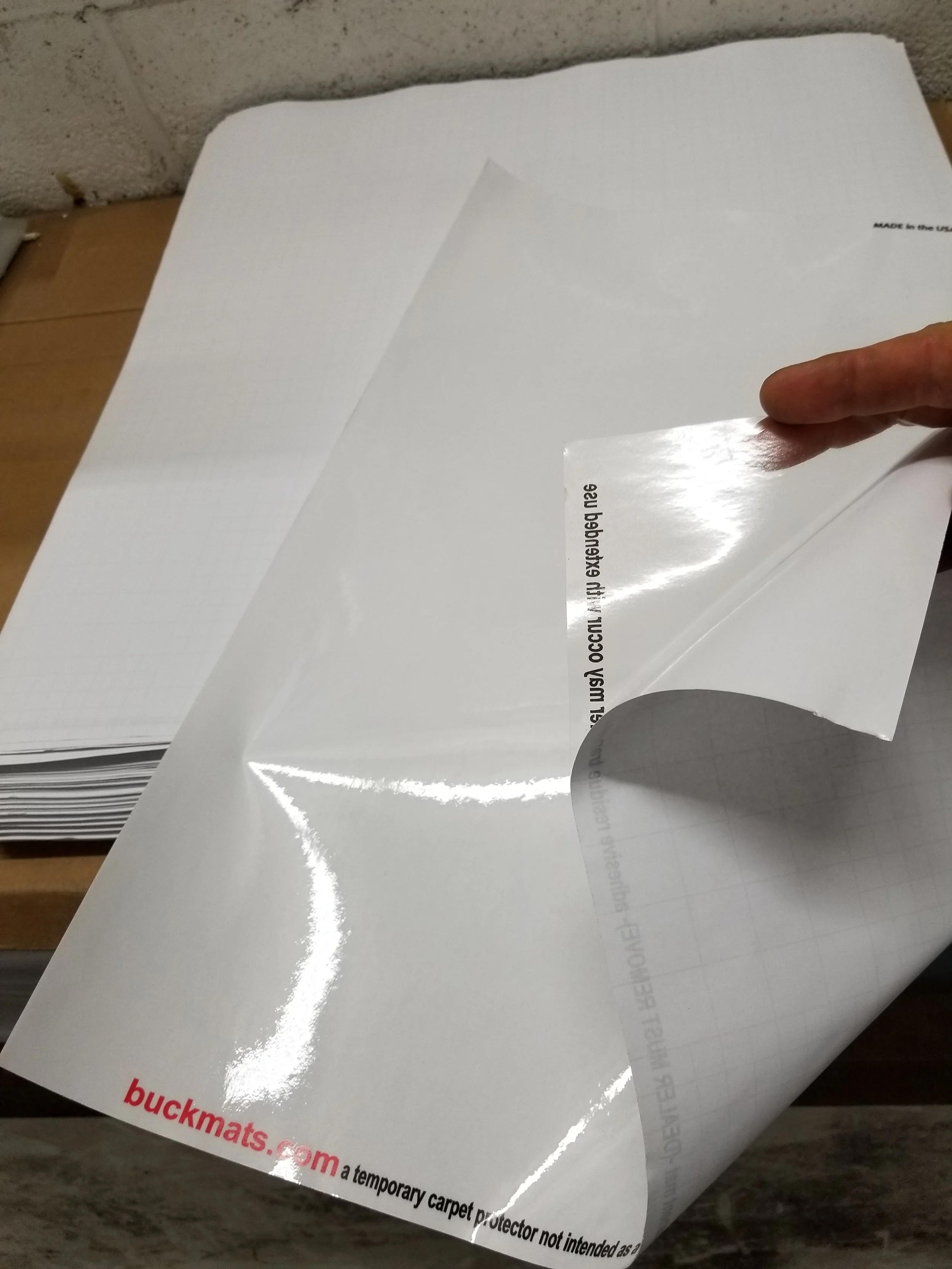 Clear sticky backed BUCK mat