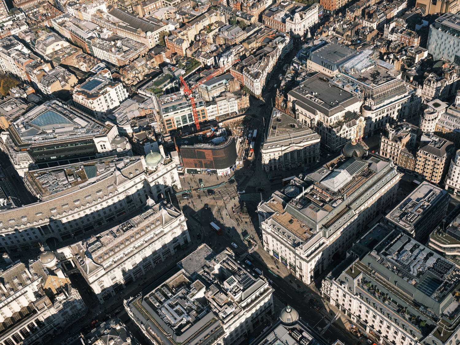  London Aerial View - Piccadilly Circus and surroundings. 