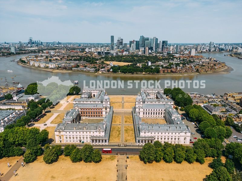  Aerial Photography of the Old Royal Naval College towards Isle of Dogs 