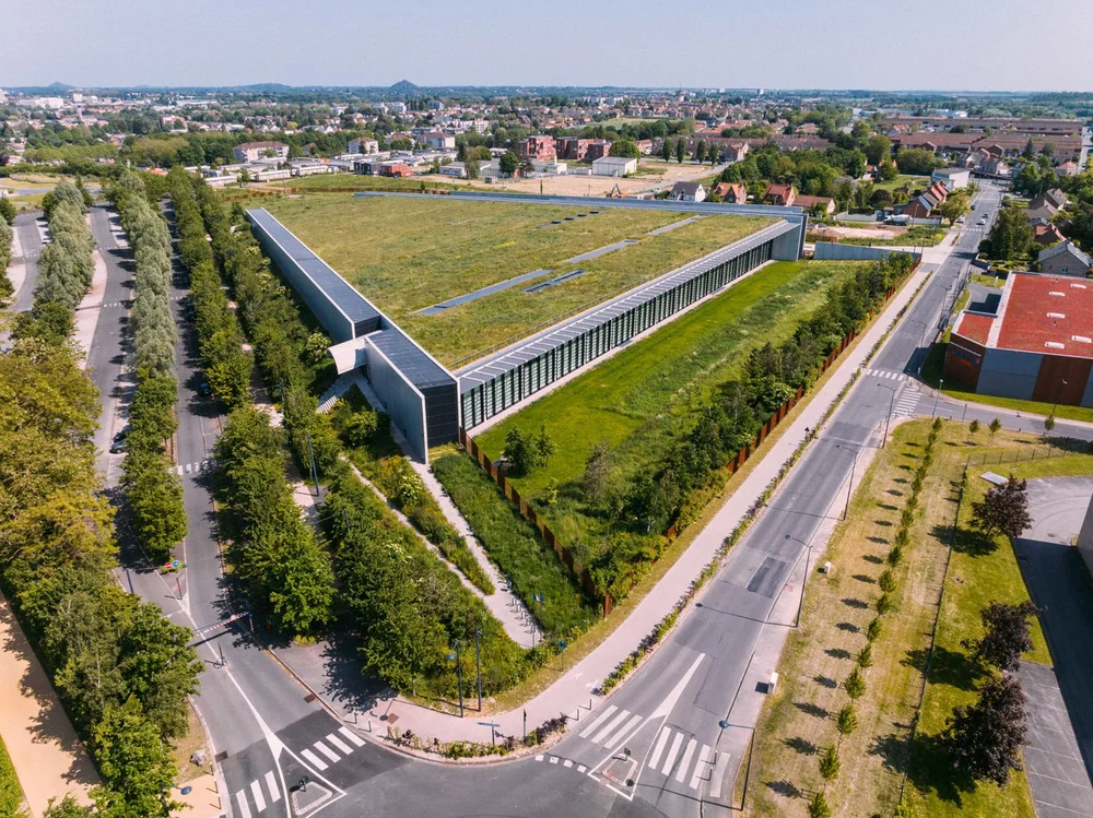 Aerial photography of the Centre de conservation du Louvre � Li�vin, project by RSHP, photography by Joas Souza