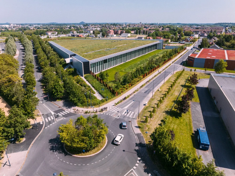 Aerial photography of the Centre de conservation du Louvre � Li�vin, project by RSHP, photography by Joas Souza