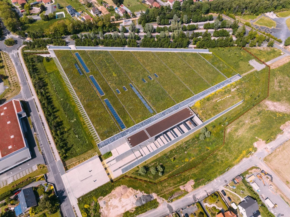 Aerial photography of the Centre de conservation du Louvre � Li�vin, project by RSHP, photography by Joas Souza