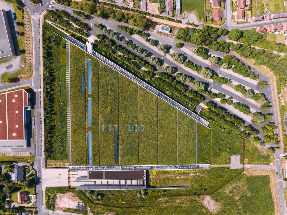 Aerial photography of the Centre de conservation du Louvre � Li�vin, project by RSHP, photography by Joas Souza