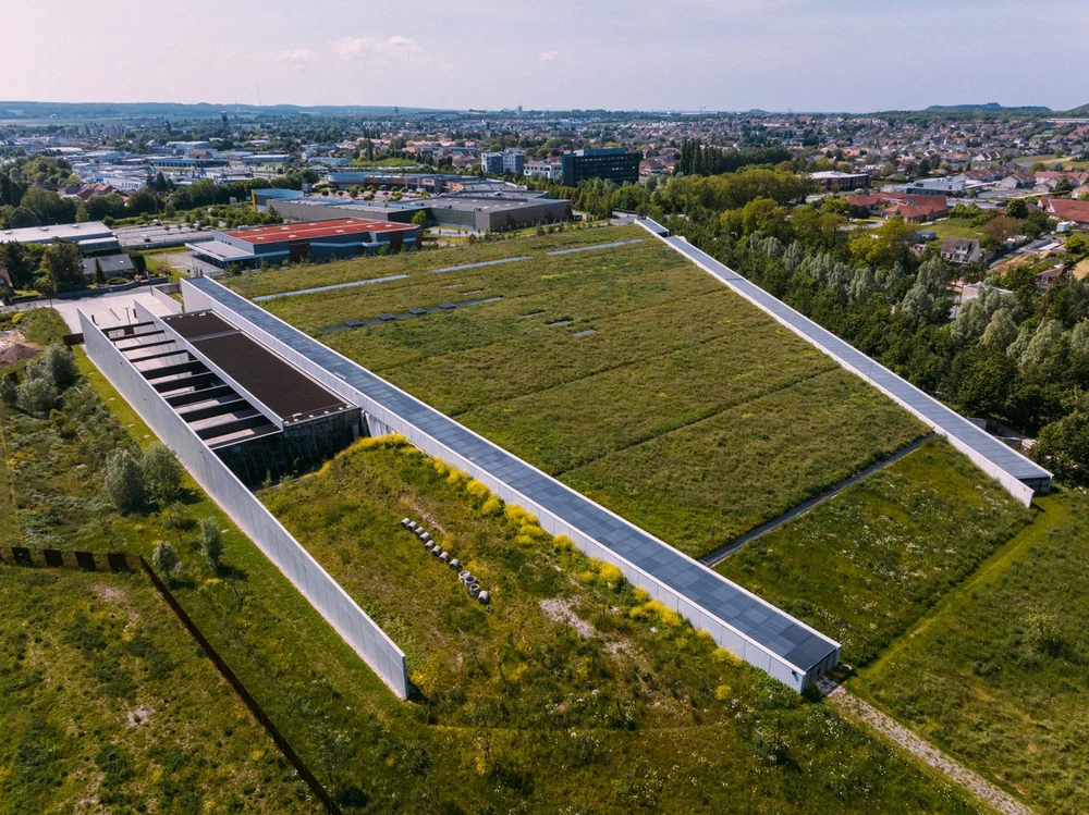 Aerial photography of the Centre de conservation du Louvre � Li�vin, project by RSHP, photography by Joas Souza