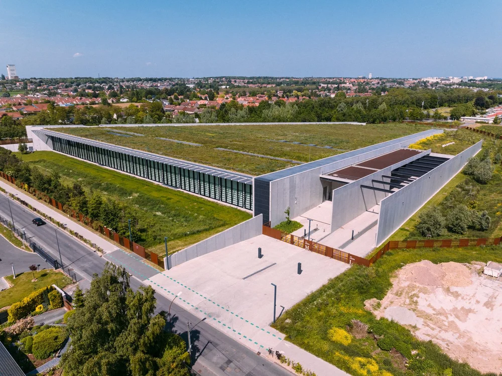 Aerial photography of the Centre de conservation du Louvre � Li�vin, project by RSHP, photography by Joas Souza