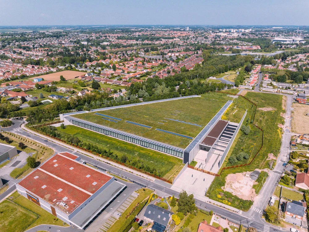 Aerial photography of the Centre de conservation du Louvre � Li�vin, project by RSHP, photography by Joas Souza