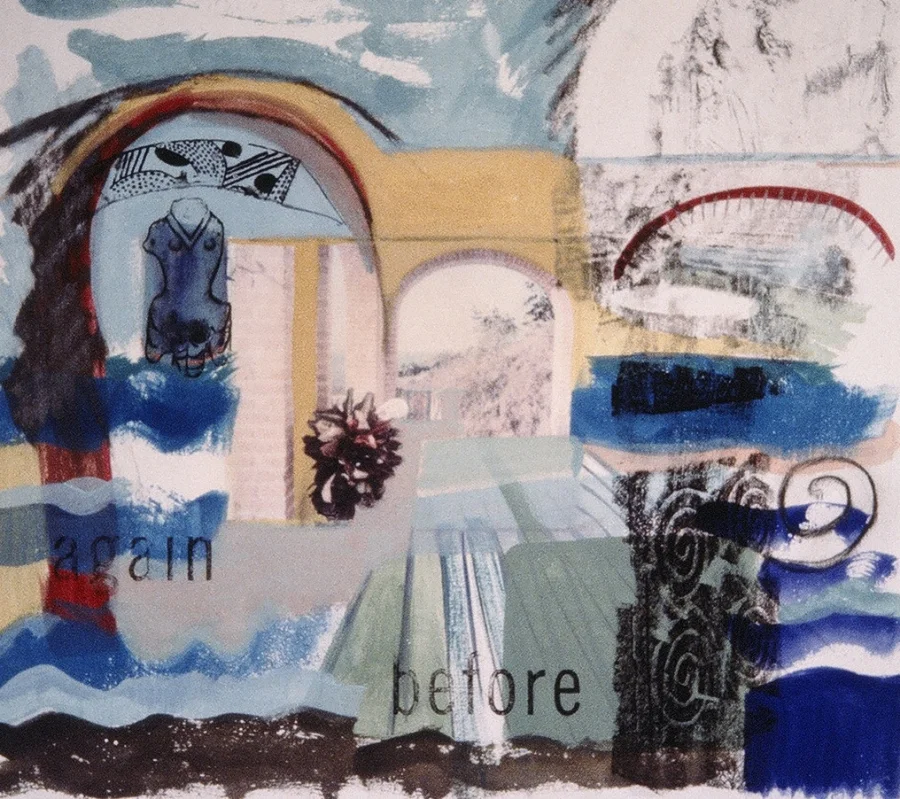 House on the Hill Gouache on panel/transfer