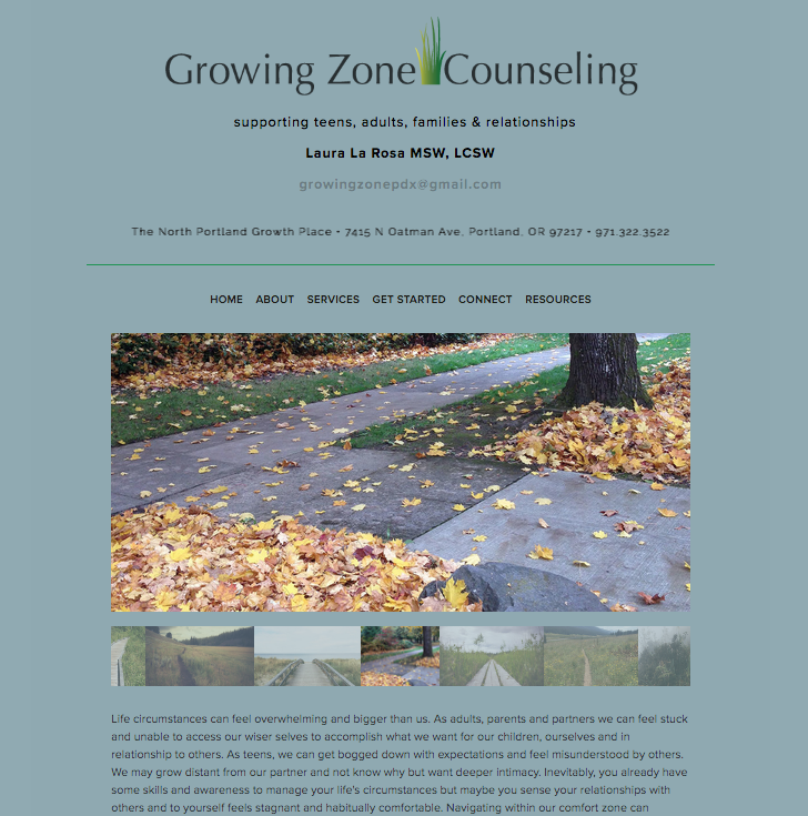 Branding and web site design. www.growingzonecounselingpdx.com/