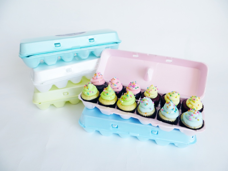 Stock photo via Google - Actual flavors, frostings, designs and egg carton colors will vary. 