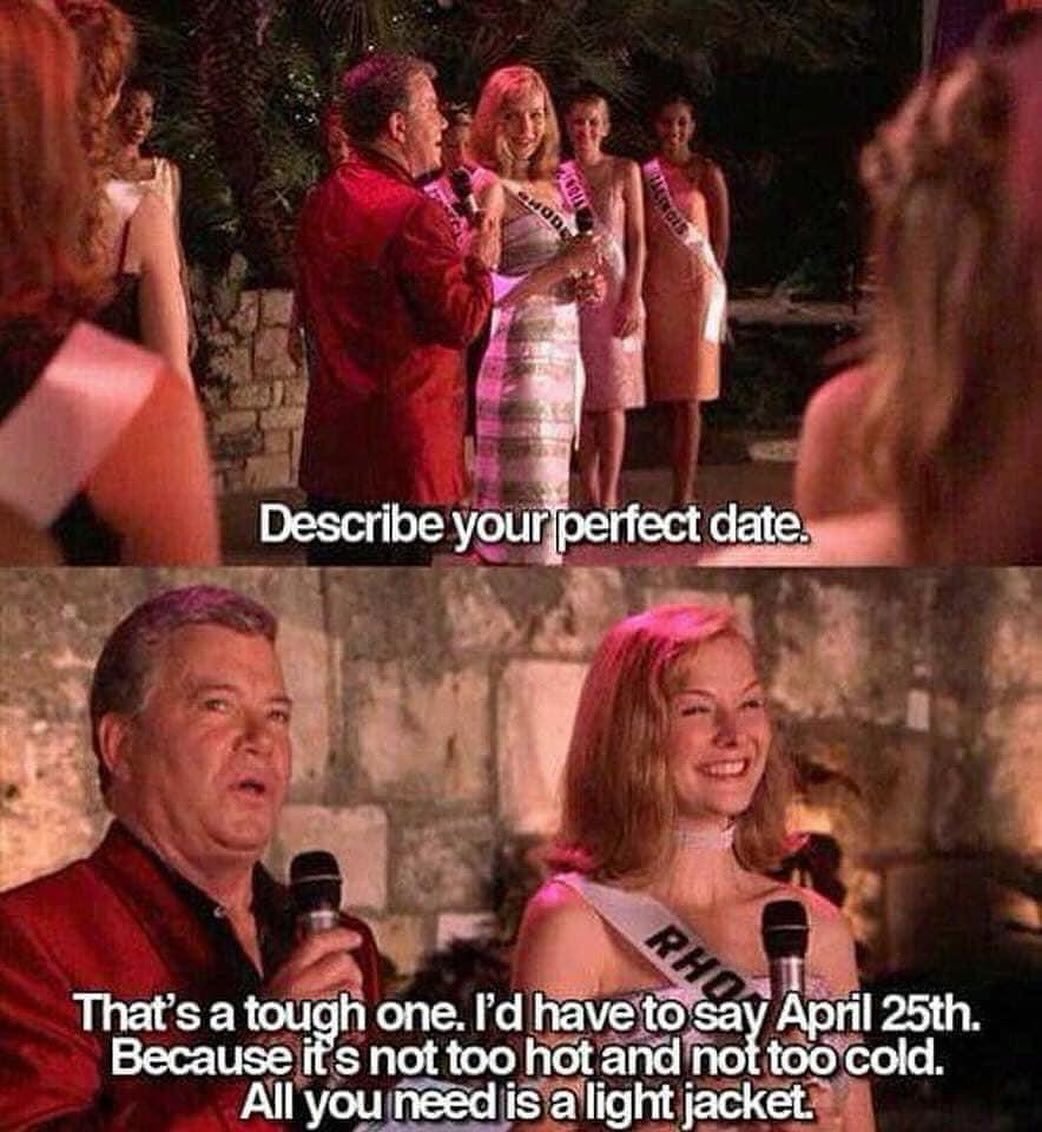 Is it an accident today is the perfect date and DM&lsquo;s birthday? I think not! 
Happy birthday, DM!!! ❤️ I hope the weather is perfect! 😉 🤙 🌈 ☀️ 

#PerfectDate #MissAmericaPageant #MissCongeniality