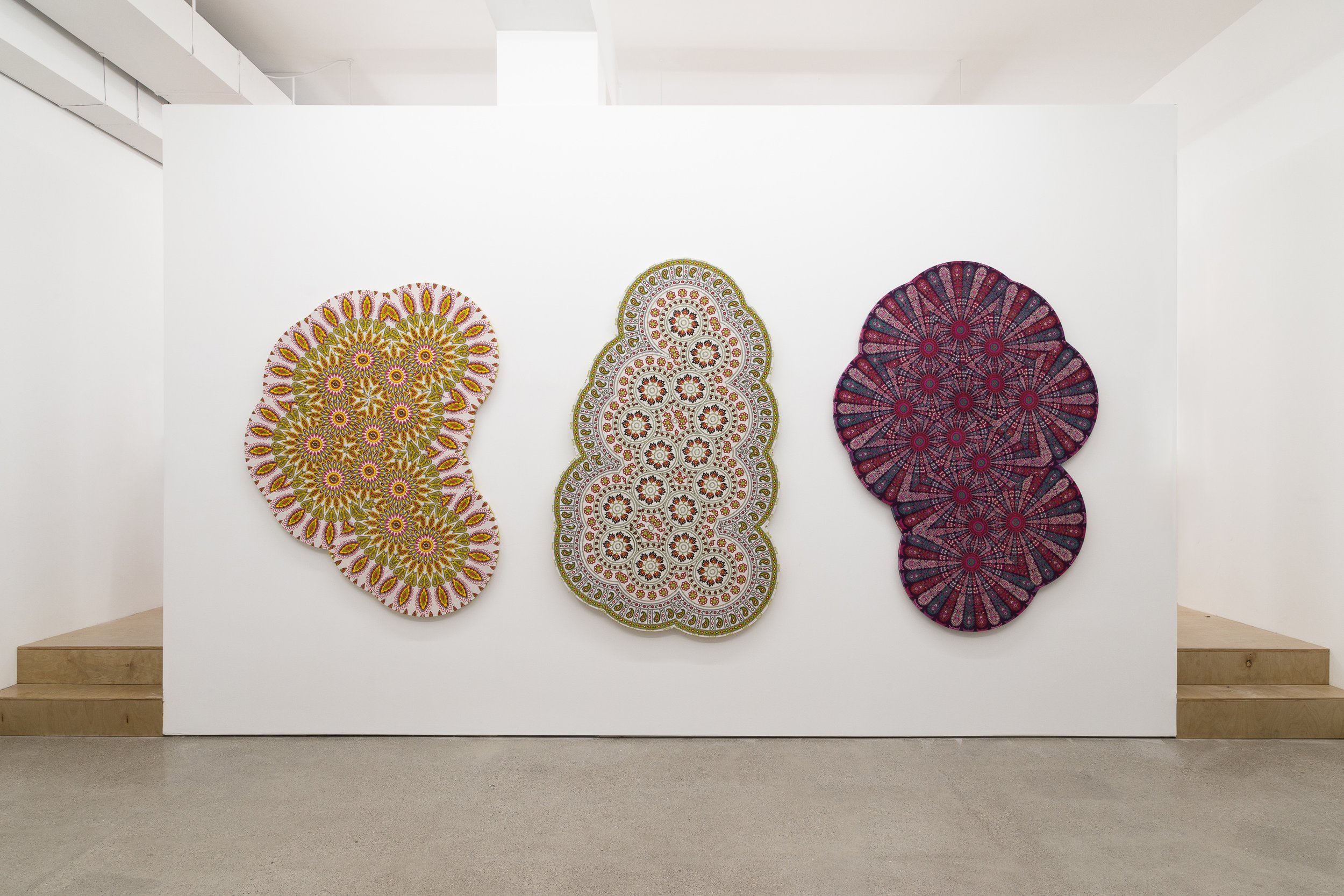 Popular Psychedelic Molecules, Rendered With
Atomic Precision, Using Indian Tapestries, 2021, Louis Buhl, Detroit MI