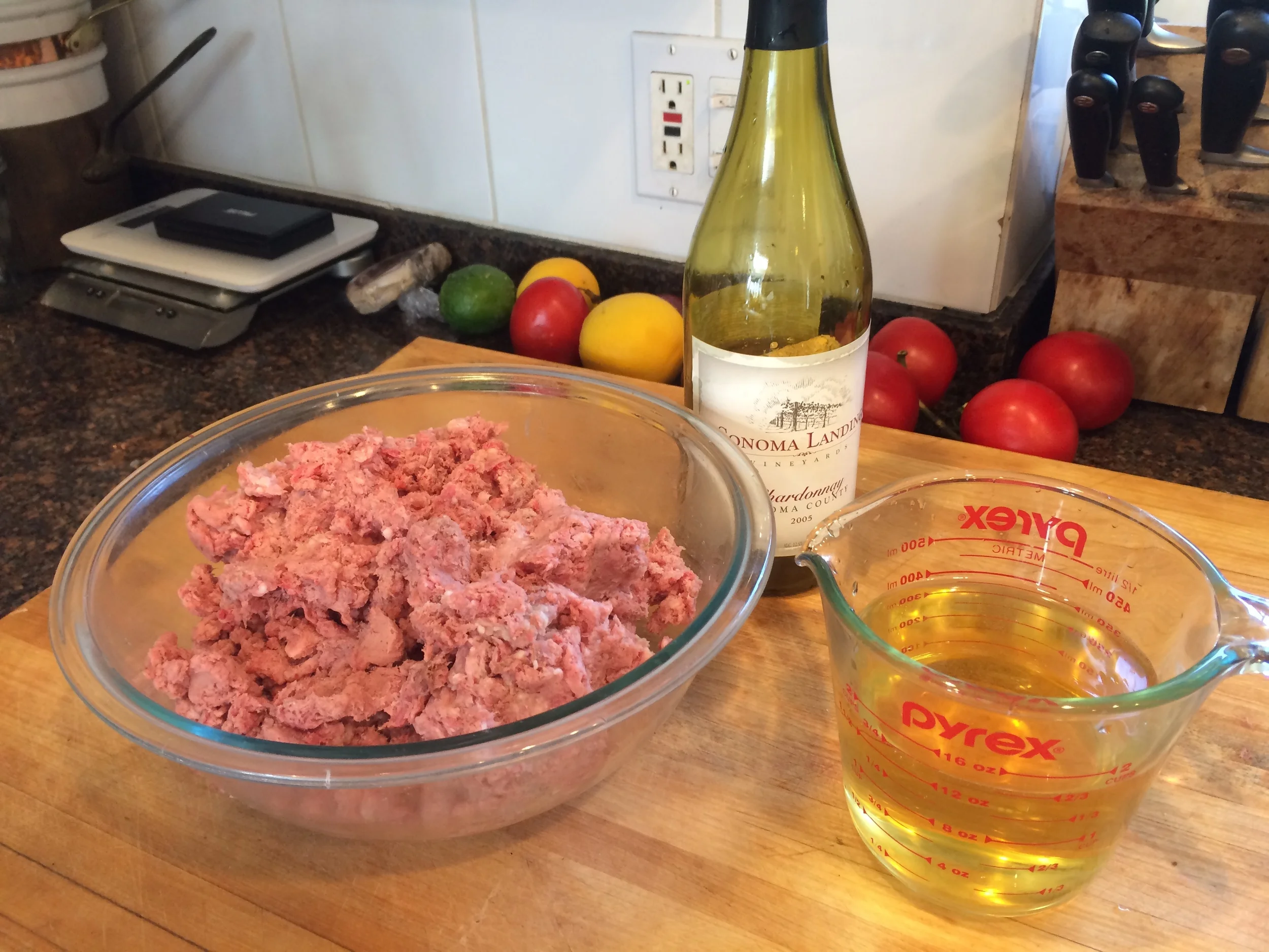Add wine to the meat to loosen it before browning