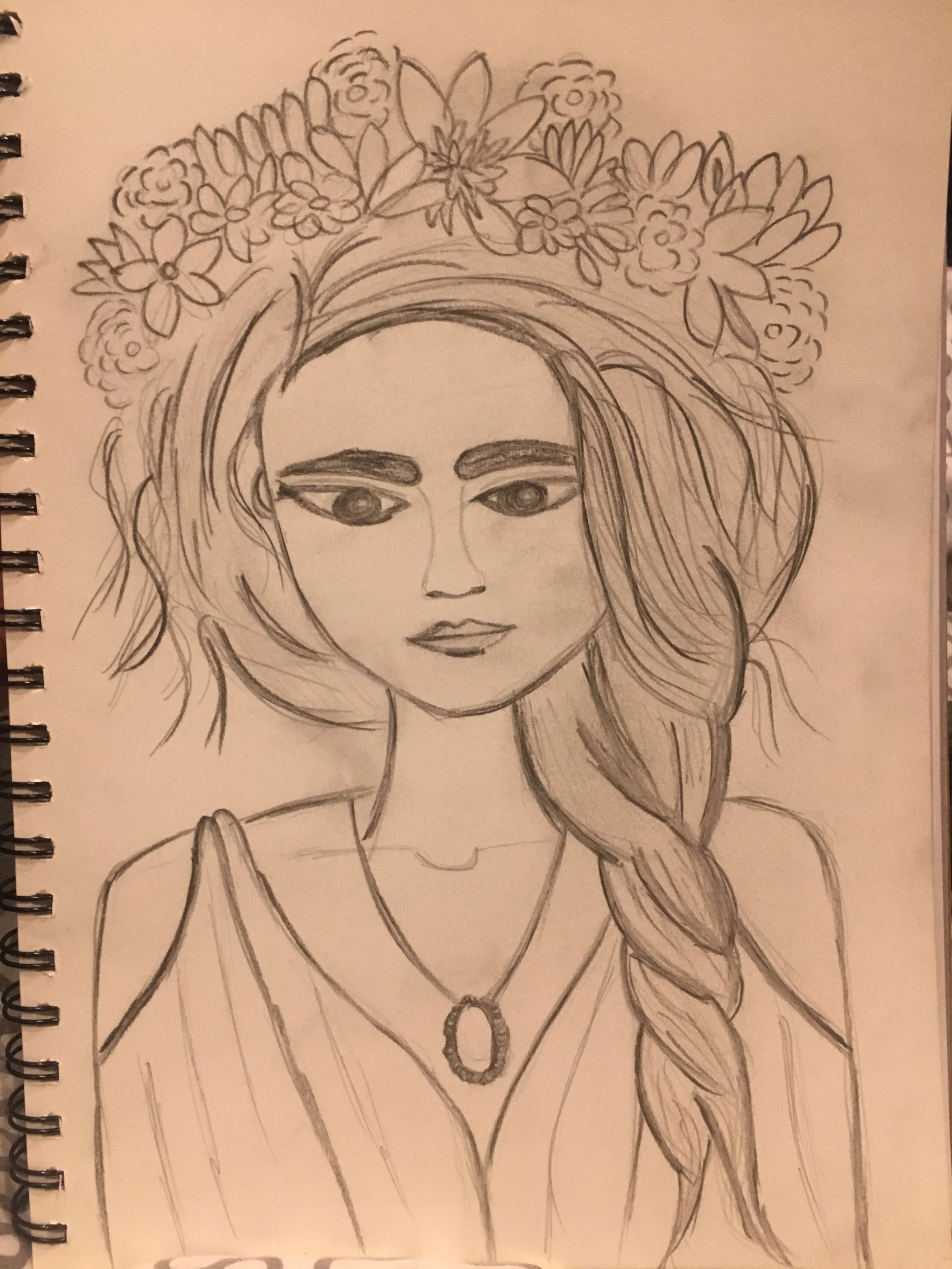 Girl With Flower Crown Drawing Easy Best Flower Site