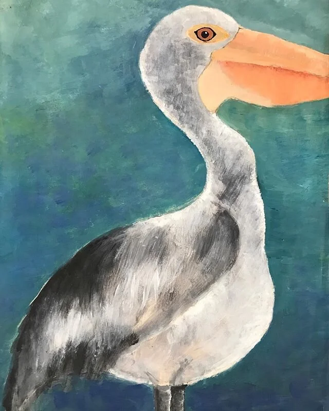 &lsquo;Pelican&rsquo; I did this painting as a kid. I am not sure how old I was but it was a long time ago! 
#pelican #art #artist #artistoninstagram #artlovers  #artoftheday #artreception #artwork #beautiful #contemporaryart #creative #fineart #inst