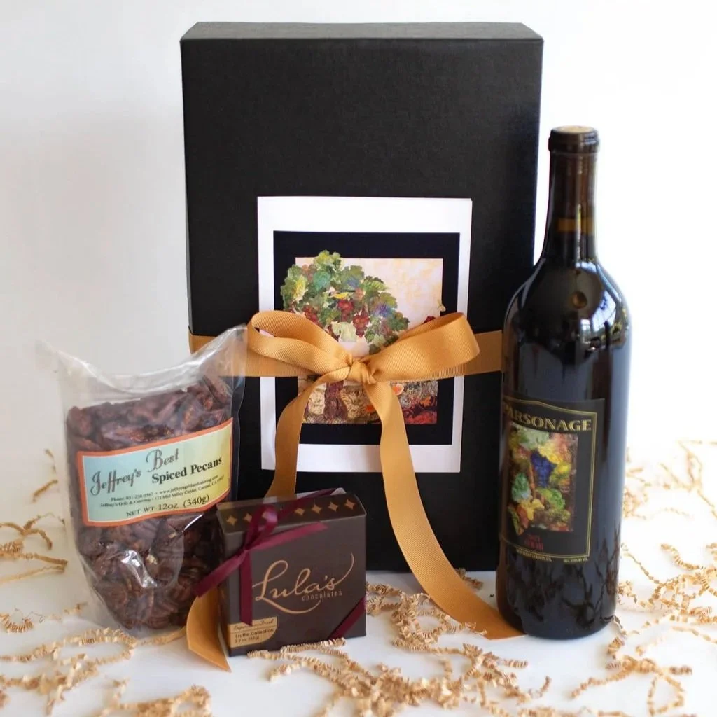 Gift box with wine and treats