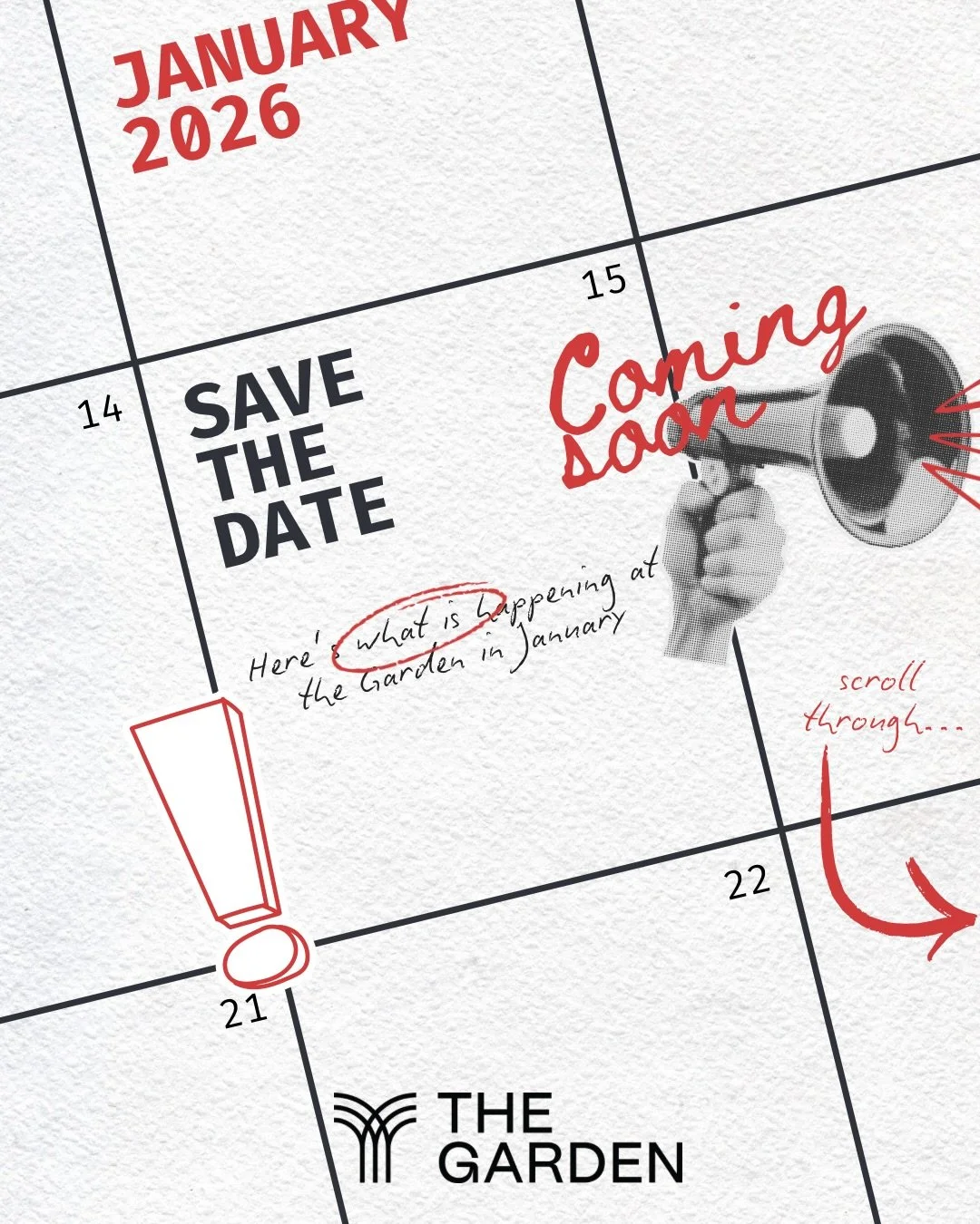 We are back and pumped. Scroll through to see all January has in store at the Garden!