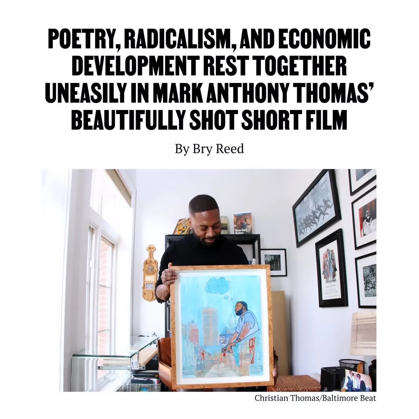 Welcoming the @baltimorebeat into my home office to talk about my new film, creativity, and economic development.  In the latest issue.

Photo by Christian Thomas; Art by @itisjeffreykent

#baltimoreart #poetry #documentaryshort
