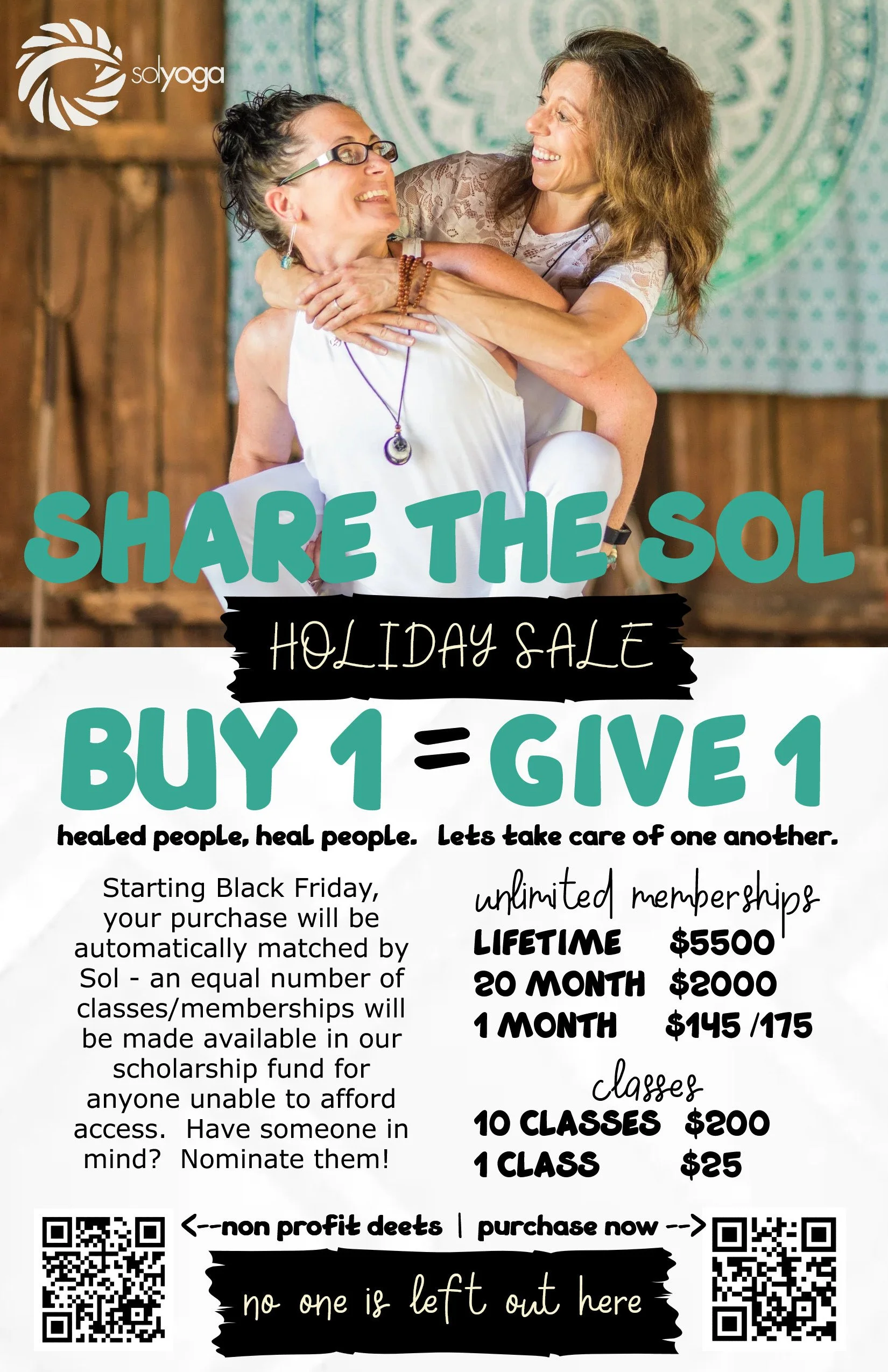 BUY 1 = GIVE 1 Holiday Promotion