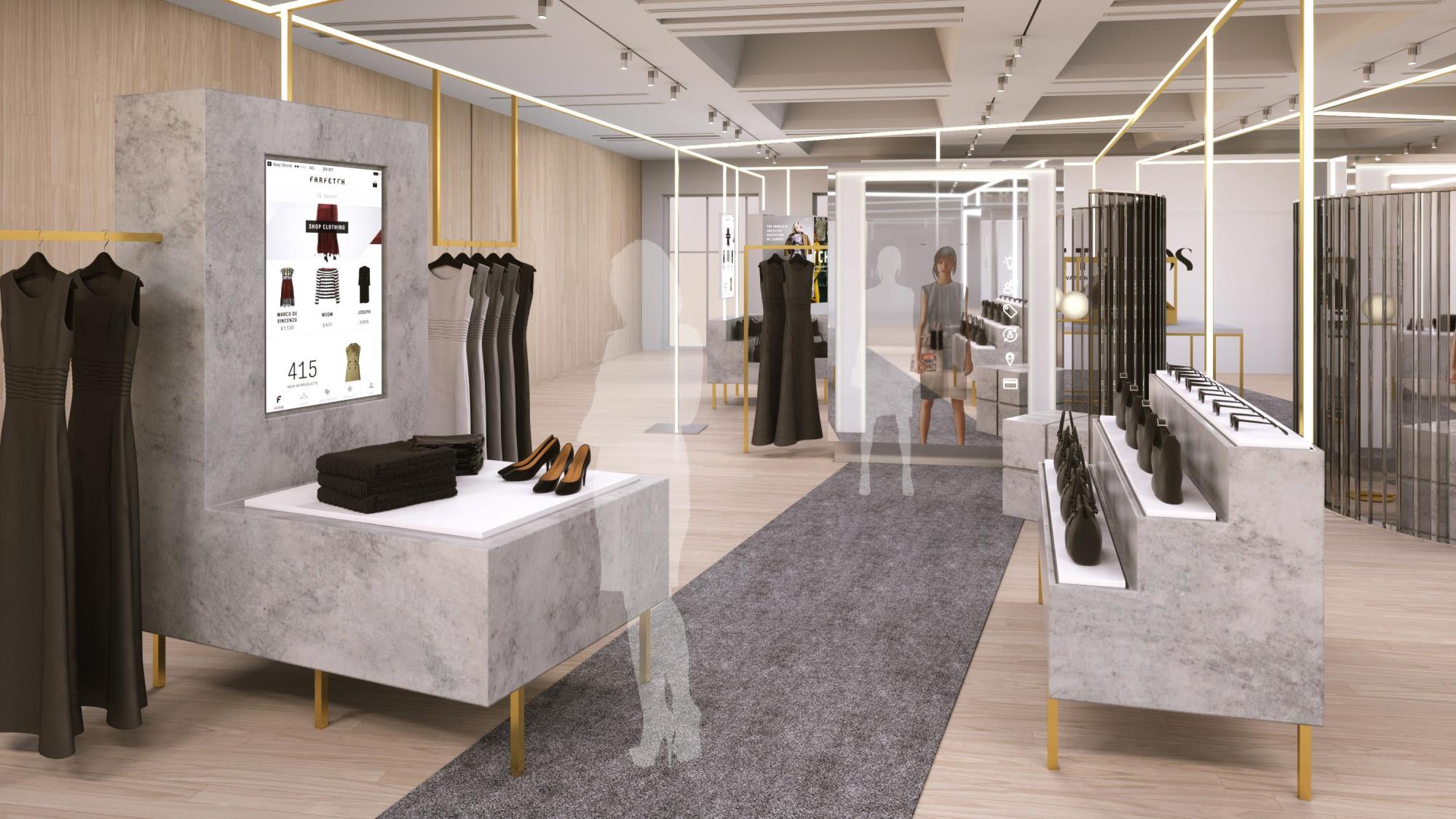 Le “Magasin du Futur”, créé par Farfetch, vise à améliorer considérablement la productivité du commerce de détail en saisissant des données inestimables sur les clients et en améliorant les interactions humaines entre les acheteurs et les conseillers de vente. ( vidéo de présentation ) - Source: courtesy Farfetch