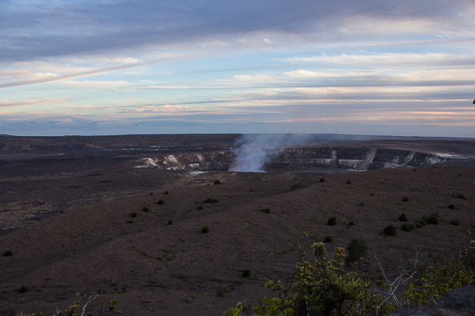 So this is how it started! Fairly uninspiring at this stage, all you see is the smoke plume rising from within the crater. But some nice clouds.