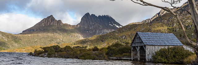 Cradle Mountain, Dove Lake and the much-photographed boat shed