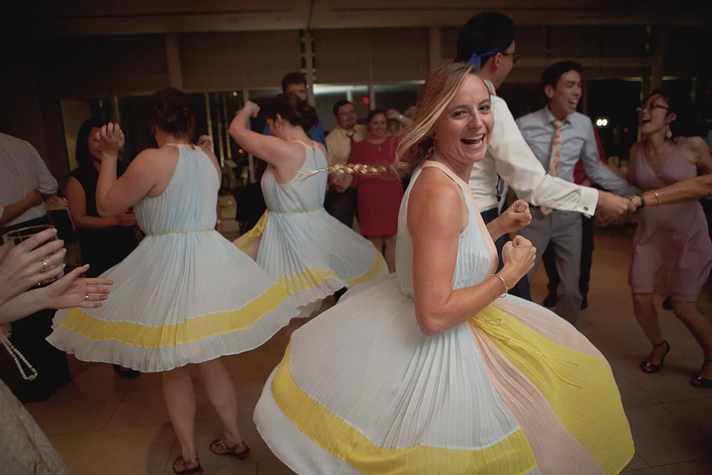 Edythe's sister leads the bridesmaids in a twirl-off!