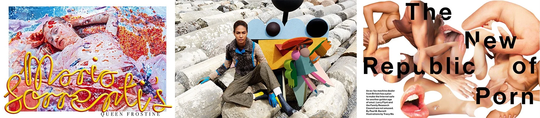 Left — Mike Miere for 032c Magazine. Centre — M&M Paris for Missoni. Right — Richard Turley for Bloomberg Businessweek