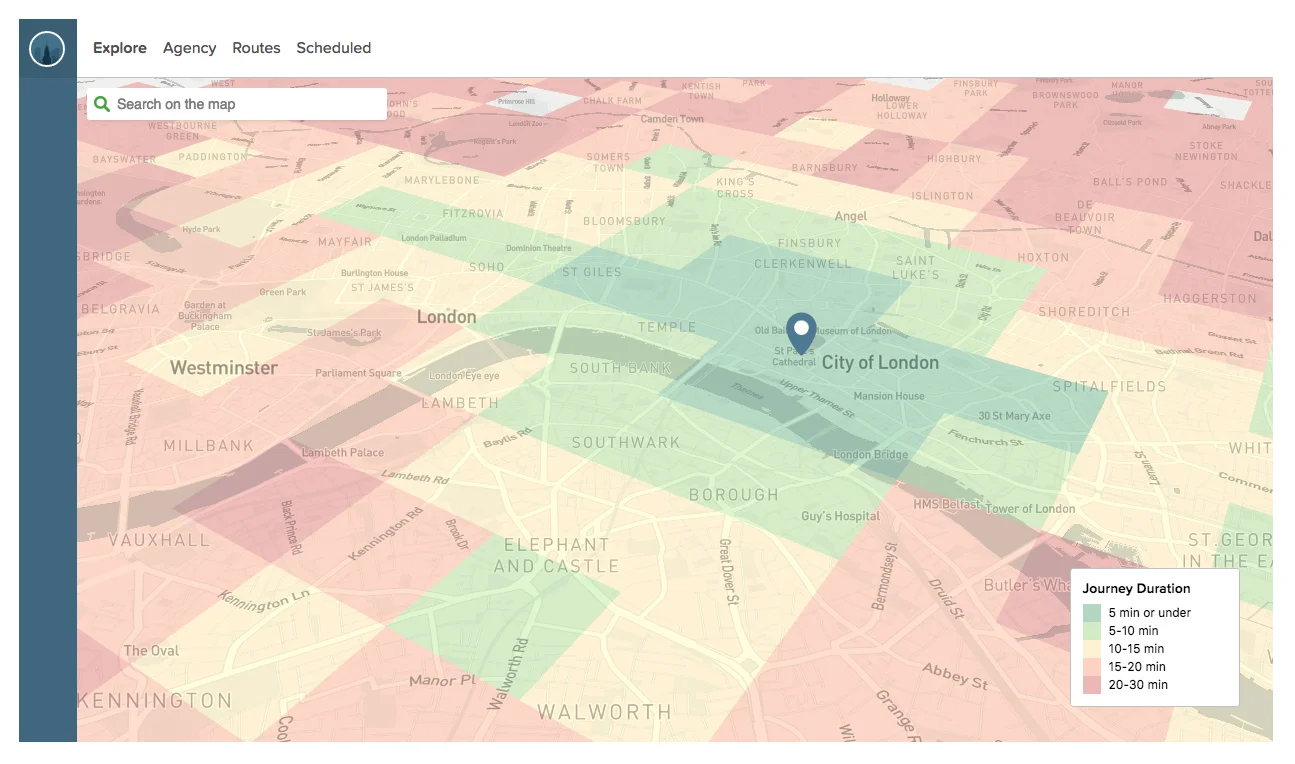 SimCity with Journey Duration data overlaid