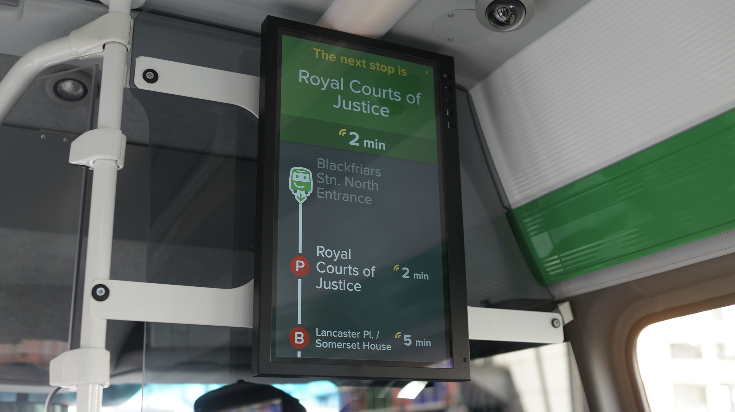 The integrated Smartbus screens providing live location and ETA data via live Bus APIs and app data