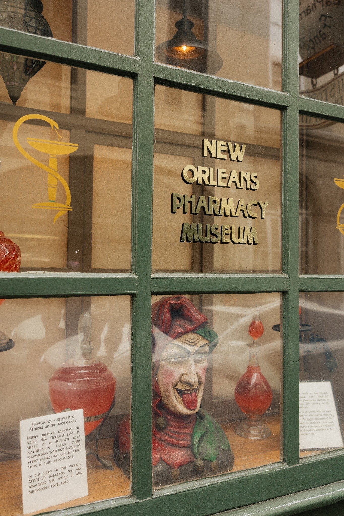New Orleans Pharmacy Museum window on Chartres Street