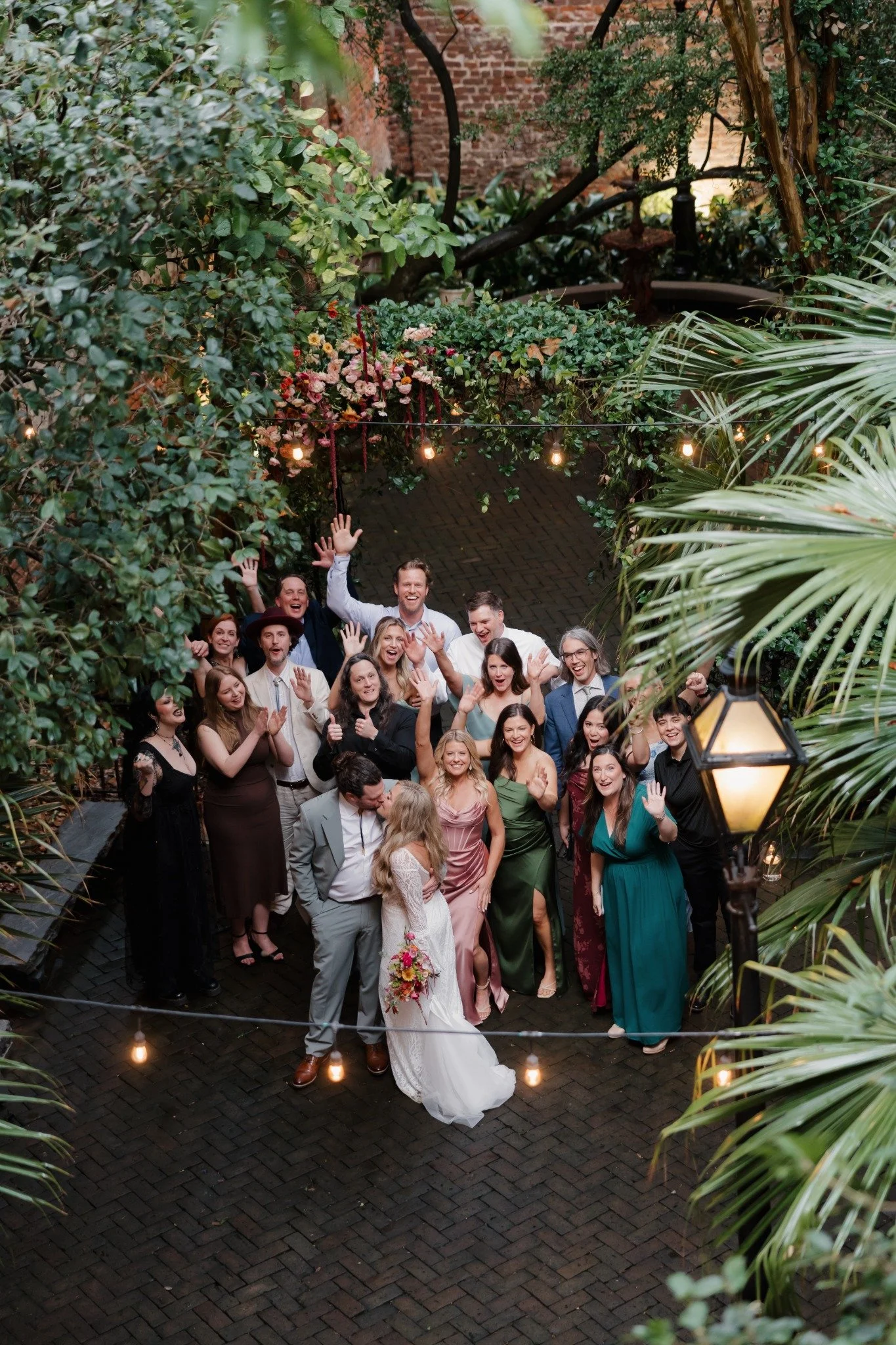 Austin and Haley celebrating with guests at their New Orleans elopement