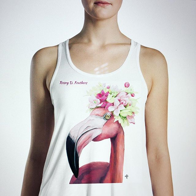Hey ladies, would you wear Rosey? Or maybe one of the other #flamingos @mfs_artist has painted lately? 🎨💕 #tada #artistlife #tshirtdesign #artworkforsalebyartist #tampamuralpainter #flamingoart #conceptart
