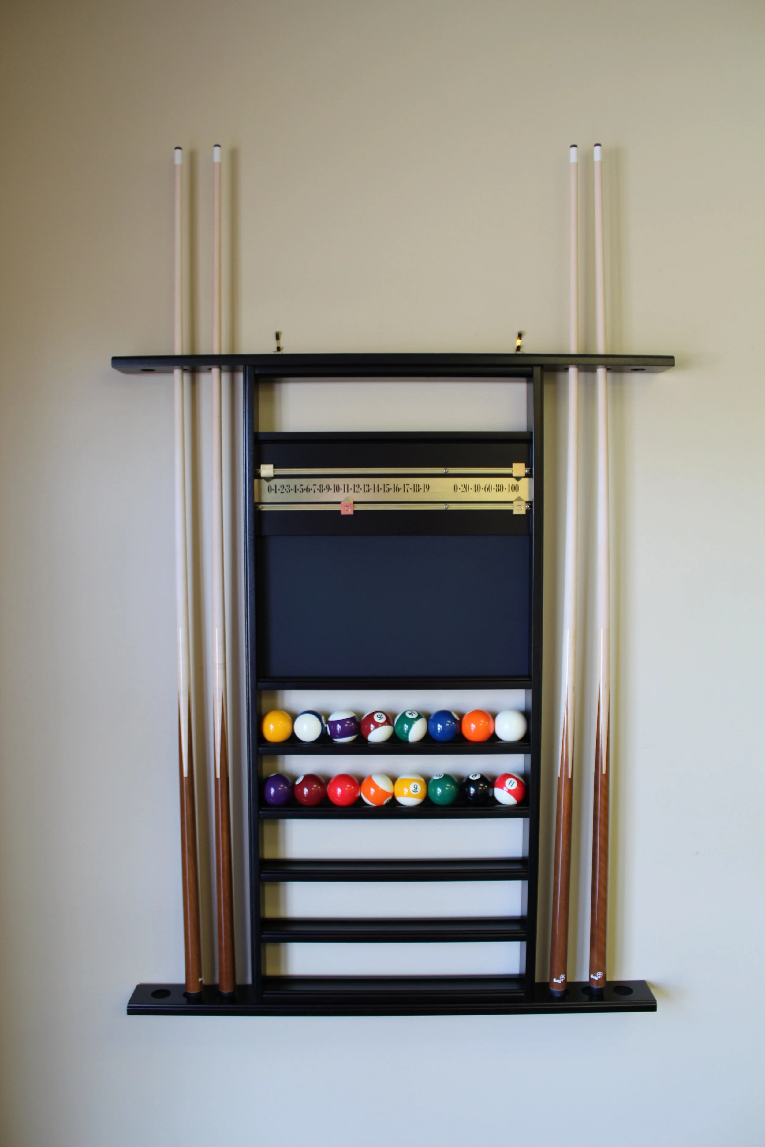 Canada Billiard Wall Scoreboard, 6 Cue and Ball Rack — Benner's Billiards