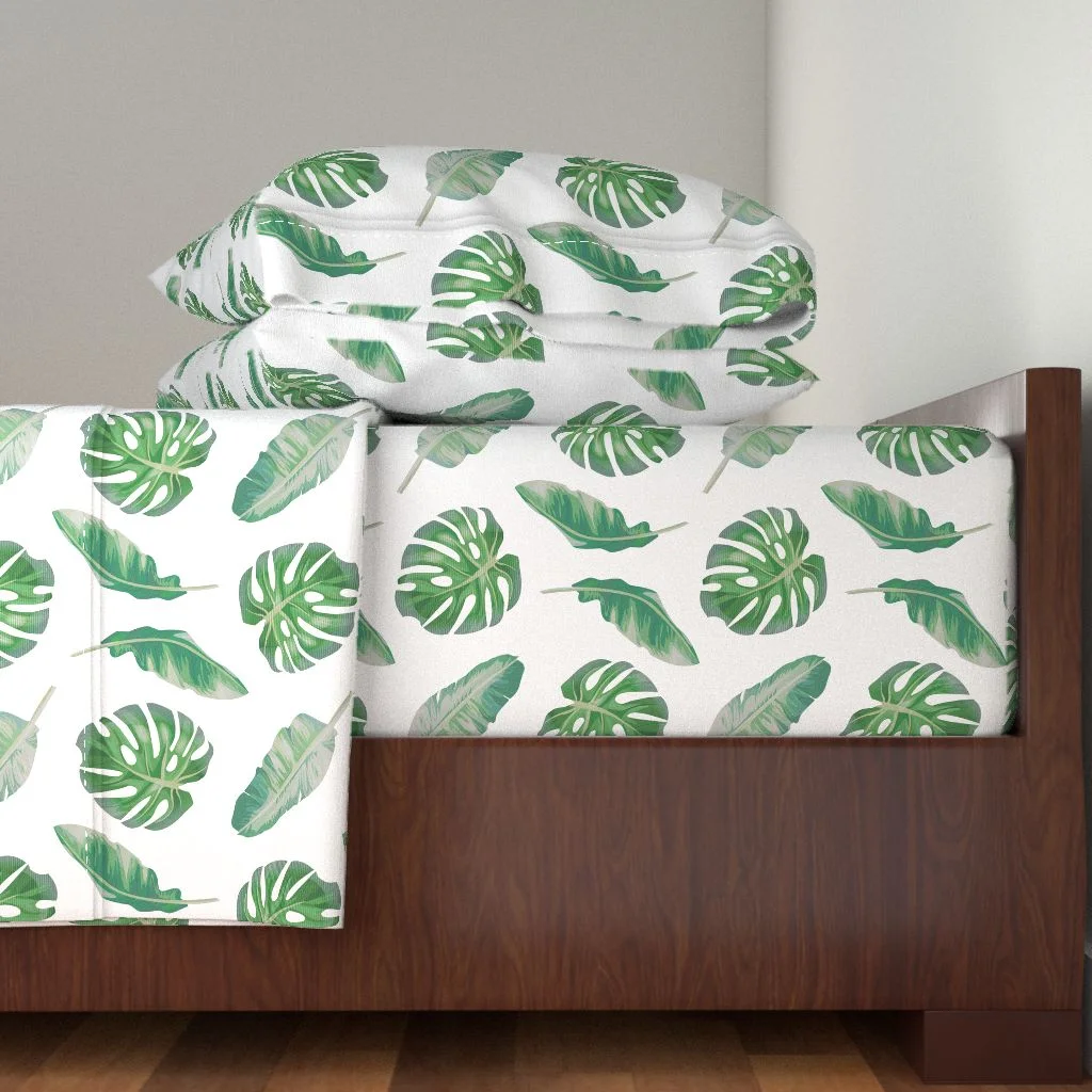 Monstera Sheet Set | The Patternbase Textile Design Studio #patternbase #textiledesign #chicagodesign #surfacedesign #printlicensing #textilestudio