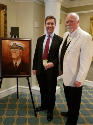 LCDR Jay Gaul, with his father, J. Hunter Gaul III, the artist who painted the portrait of Admiral Lucius Johnson who introduced the Daiquiri to the Army Navy Club in Washington, D.C. in 1910.