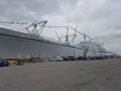 The historic NS Savannah is now a display/museum ship in Baltimore Harber
