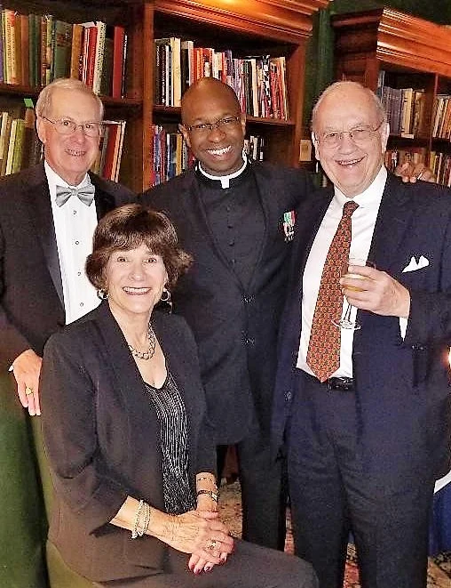 Mark and Gail Lehman (left), Commandery Chaplain Mark Bristol, and Robert Smith at the Morison award dinner.