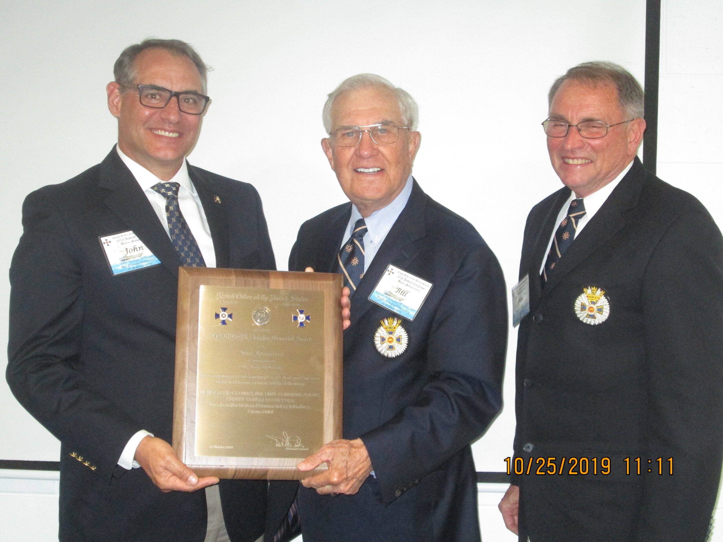  LCDR Lee M. Douglas Memorial Award presented to the San Francisco Commandery 