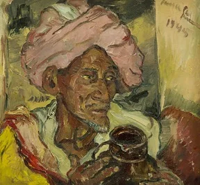 Arab With Jug by Irma Stern ORIGINAL POST While thumbing through a recent issue of The Art Newspaper and turned the page to see Arab with Jug by Irma Stern, I was instantaneously and completely awestruck by this painting. I was blown away by the way you can immediately sense the entire life of the man portrayed. Every aspect of the painting—palette, brush strokes, facial expression environment—adds to feeling and understanding the life presented.