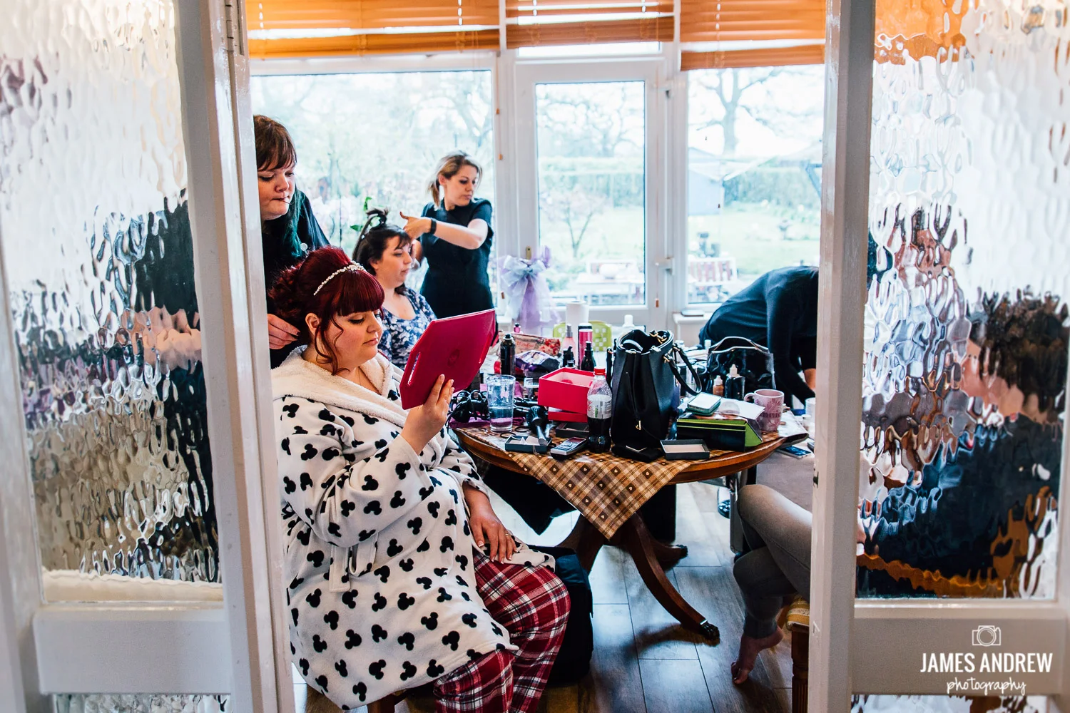 Bridal prep at home bridesmaids