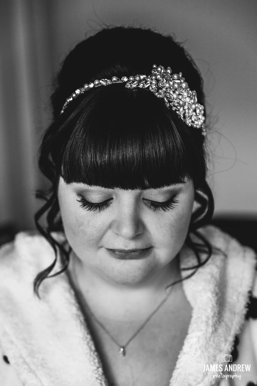 Bridal portrait in black and white