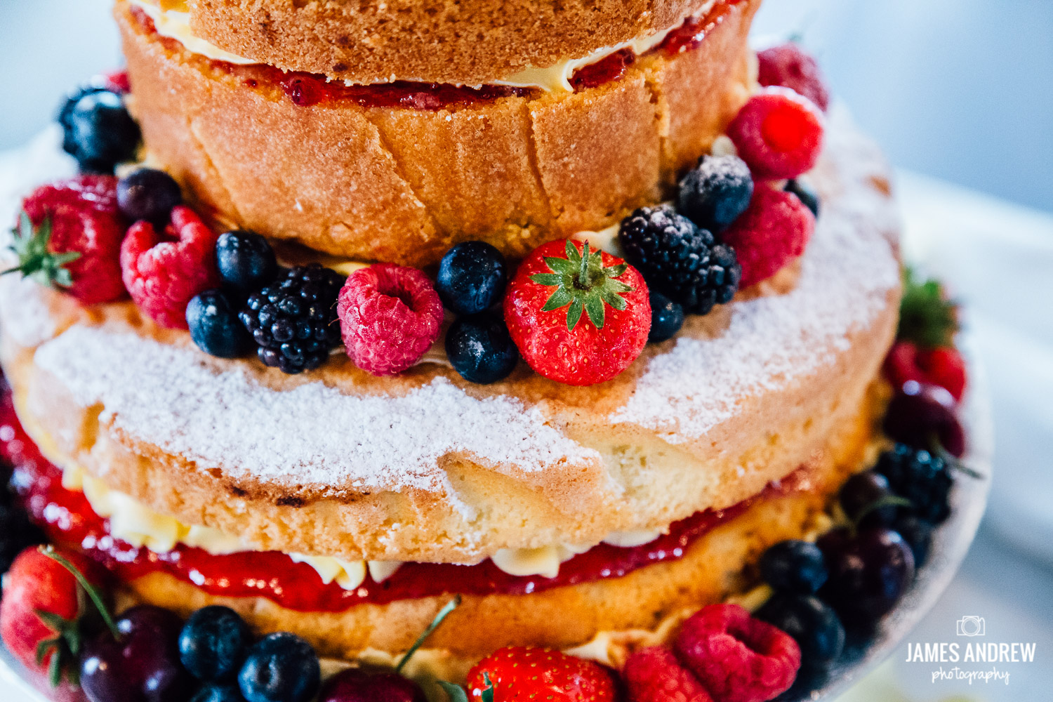 naked wedding cake with summer fruits