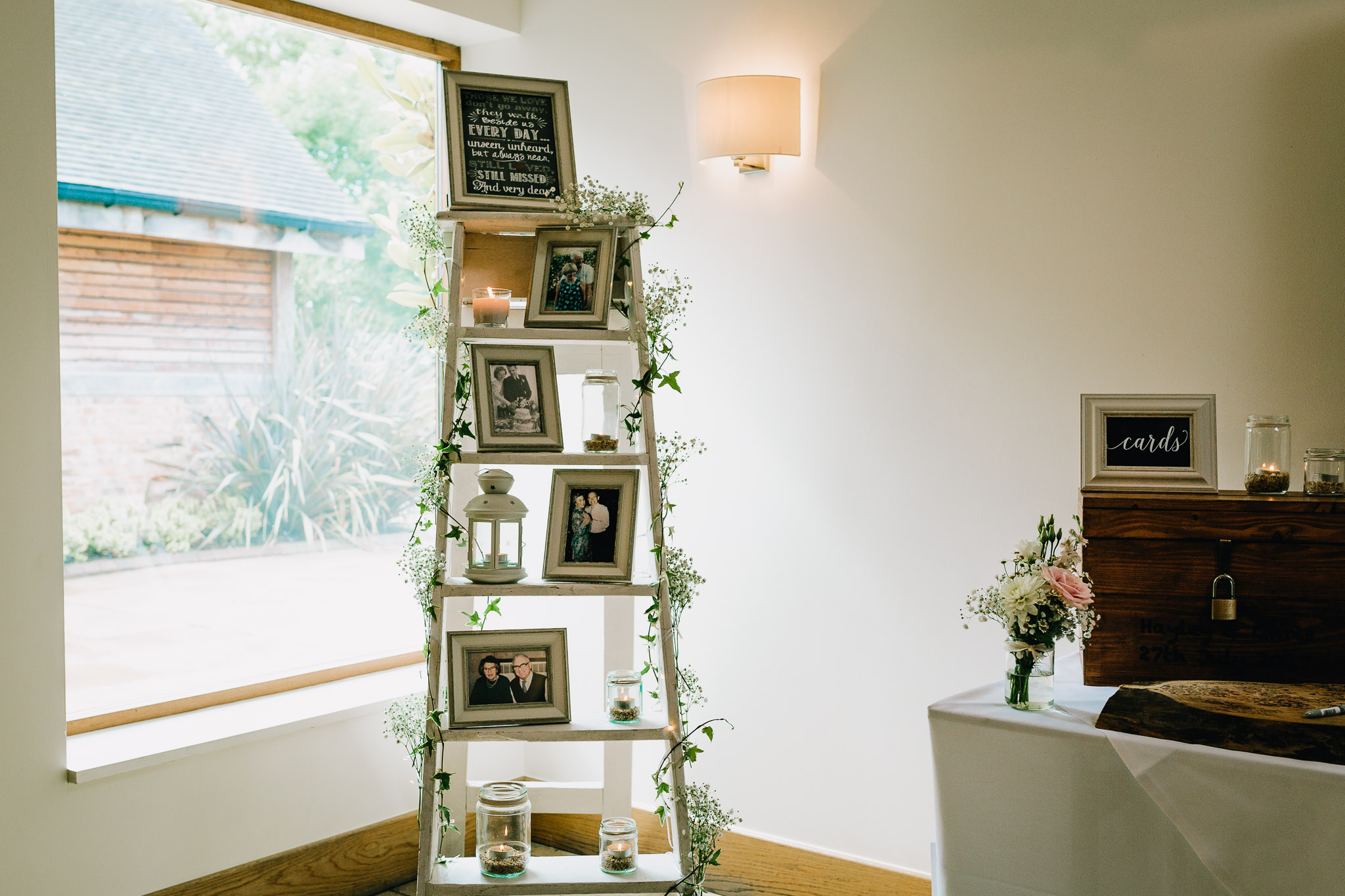 RUSTIC SHABBY CHIC STEP LADDER WITH PICTURE FRAMES