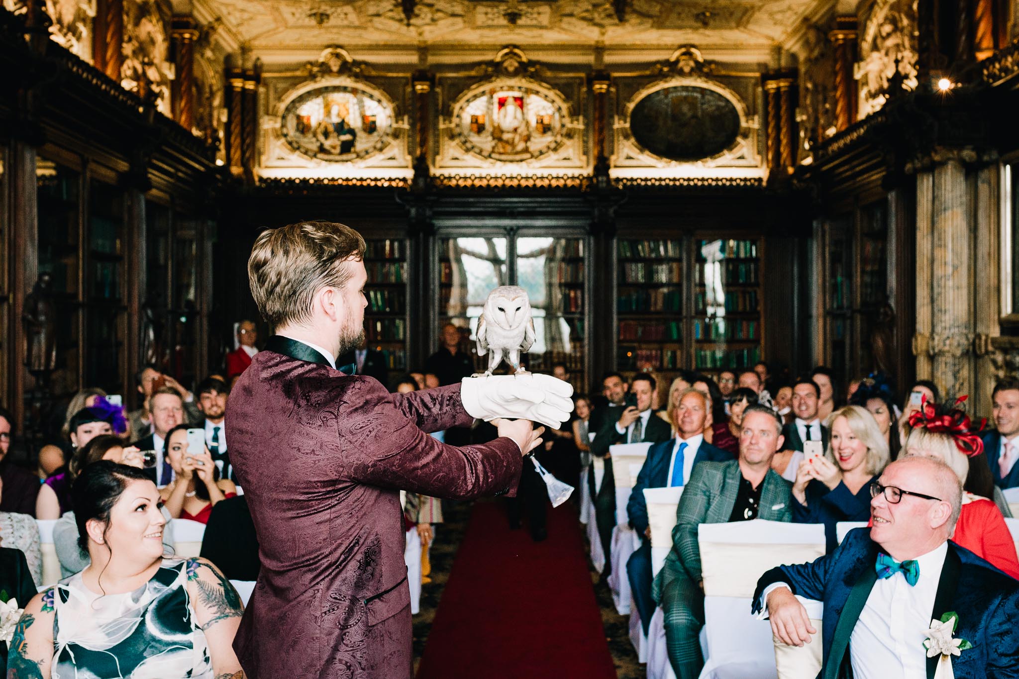 OWL RING BEARER AT CREWE HALL CHESHIRE