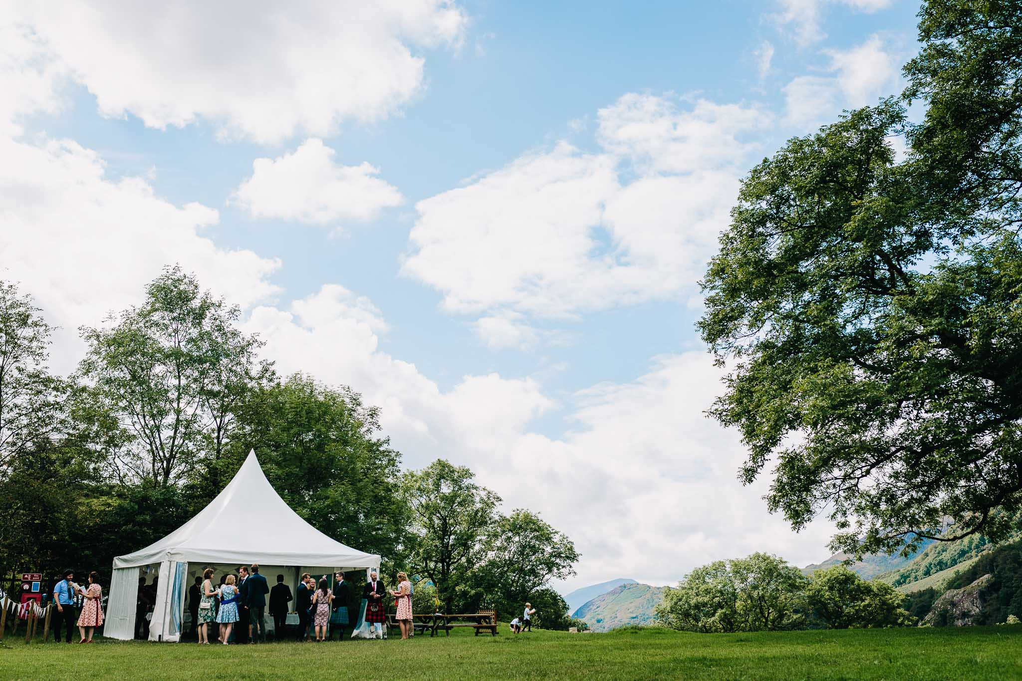 WEDDING PARTY TENT AT OUTDOOR LLYN GWYNANT WEDDING