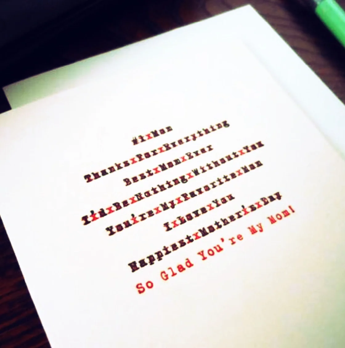 Mother's Day Edited Letterpress Card by a.favorite design