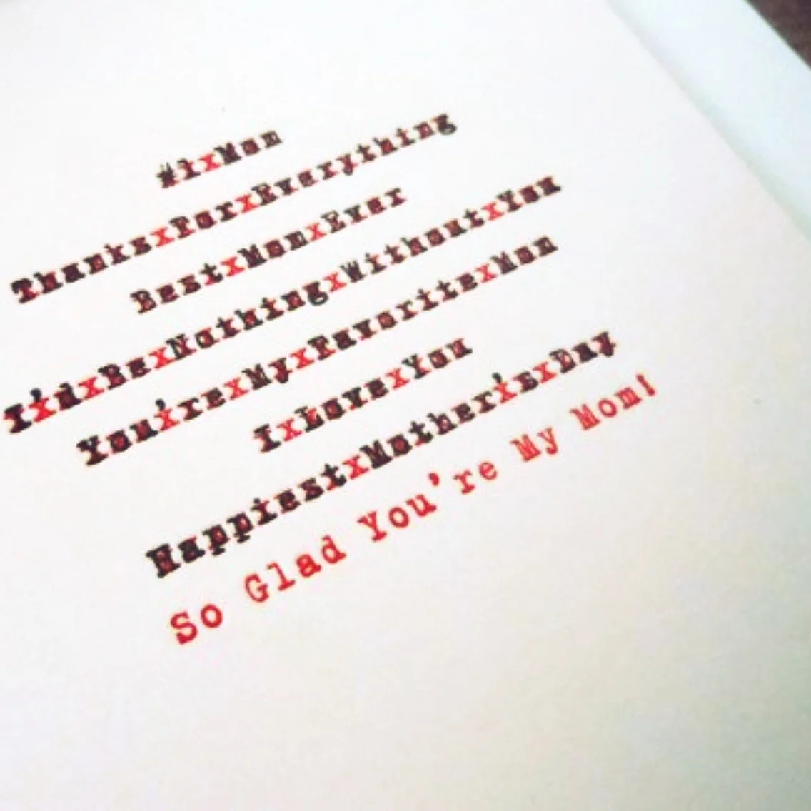 Mother's Day Edited Letterpress Card by a.favorite design up close