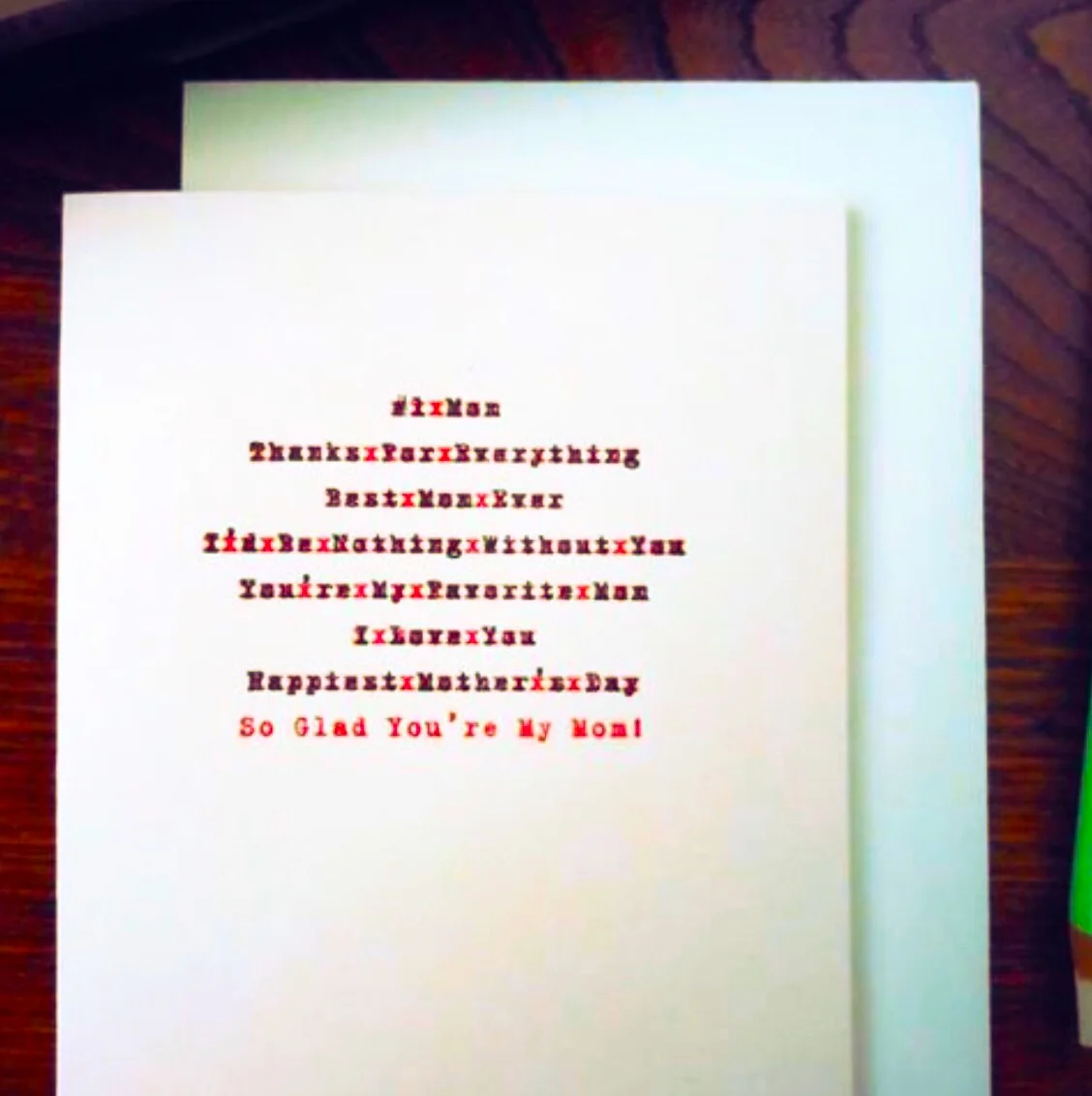 Mother's Day Edited Letterpress Card by a.favorite design with envelope
